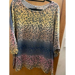 Honeyme Curvy Women’s Leopard Print Top XXL